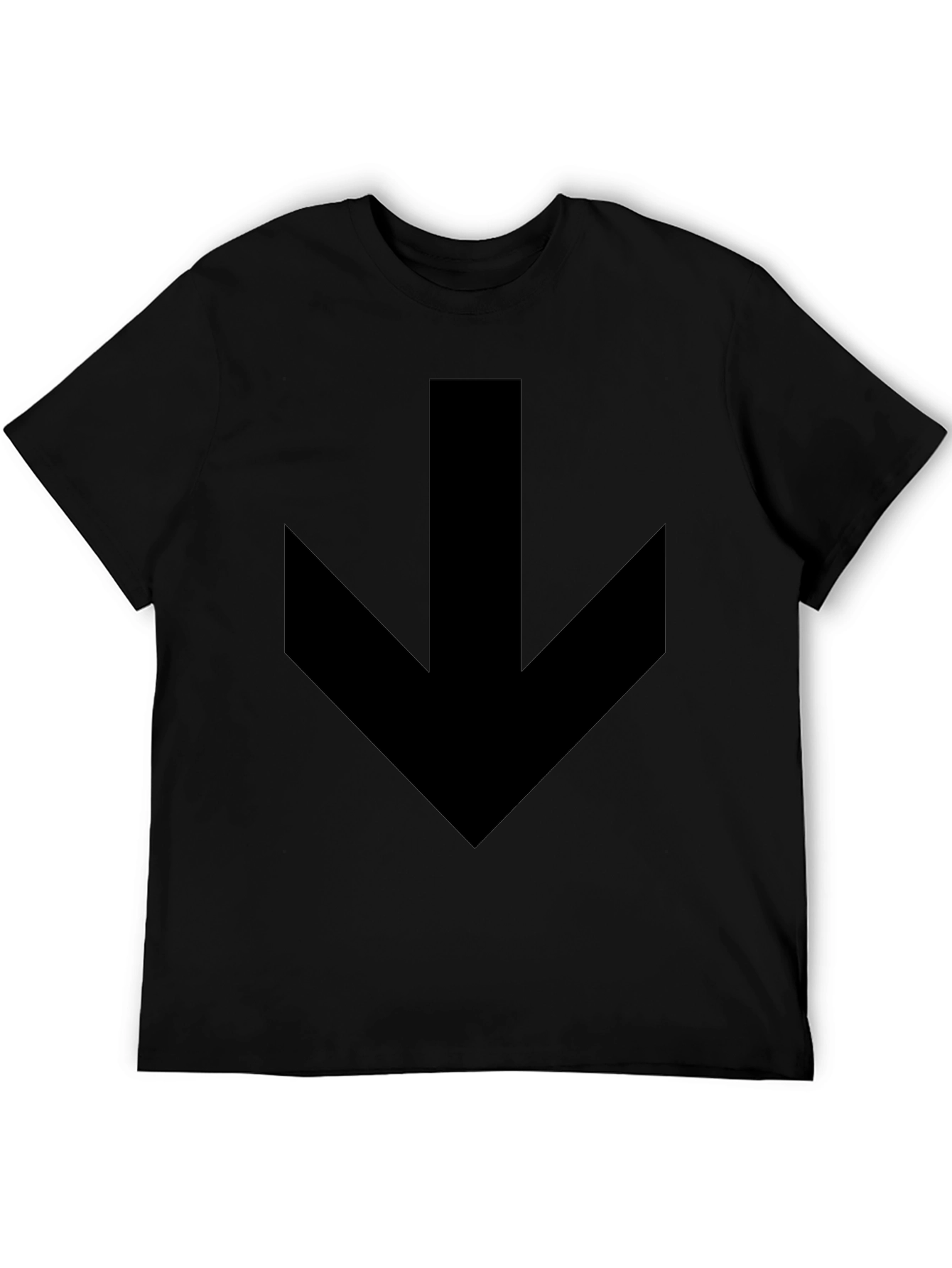Mens Black T-Shirt with Bold Down Arrow Design