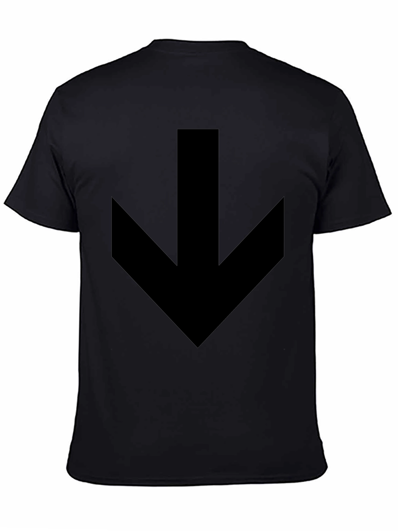 Mens Black T-Shirt with Bold Down Arrow Design