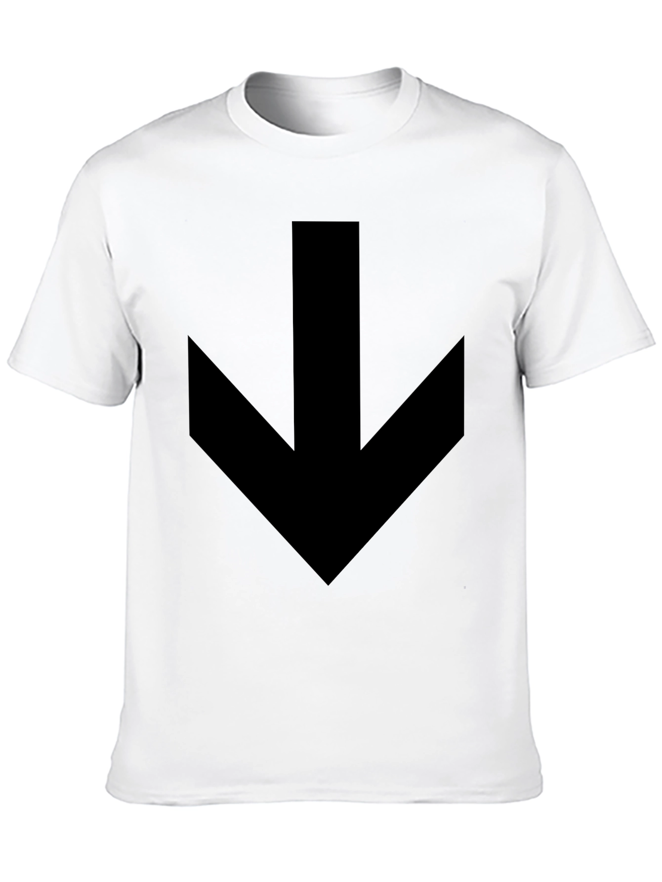 Mens Black T-Shirt with Bold Down Arrow Design