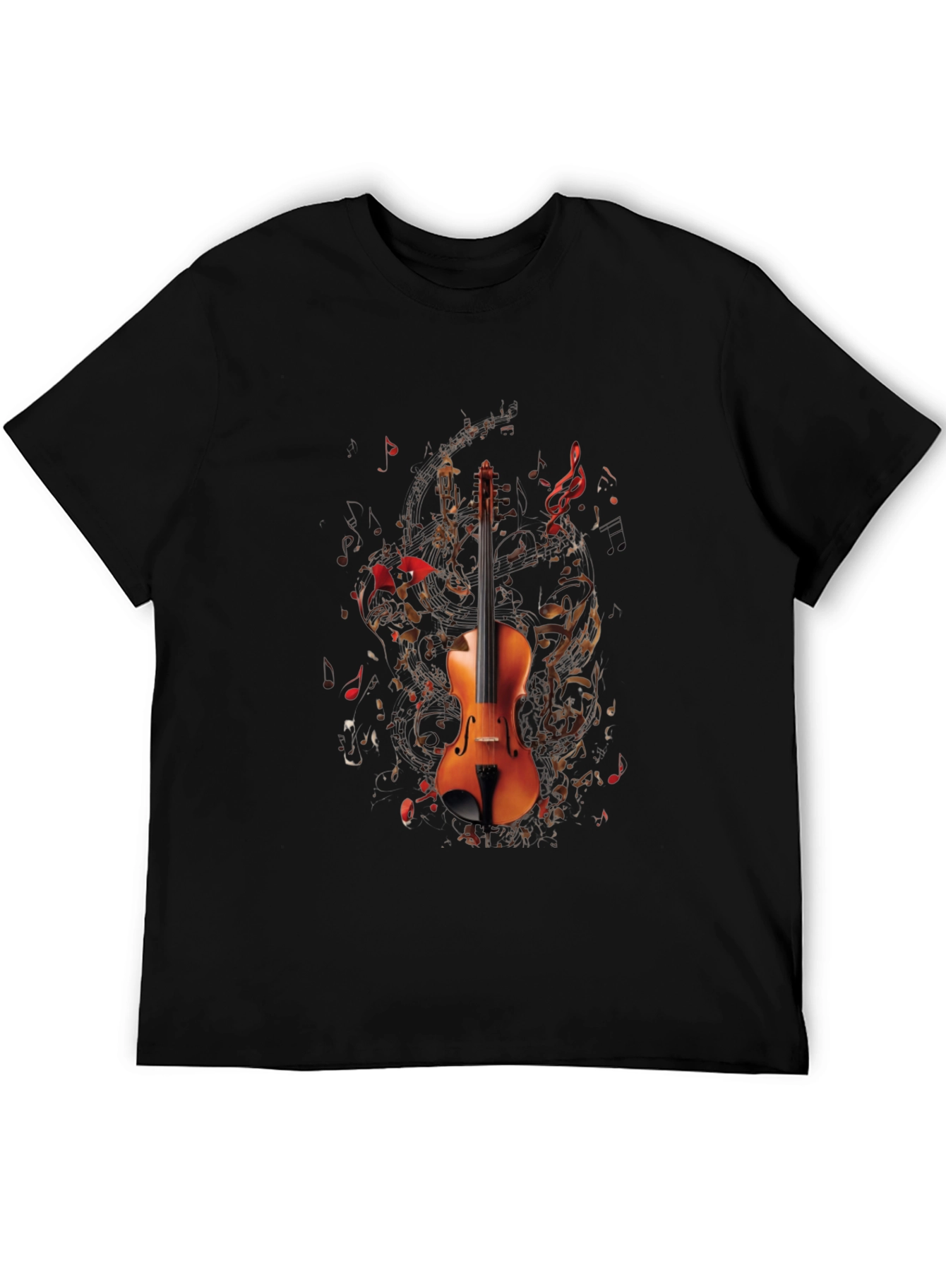 Musical Violin Graphic T-Shirt - Black