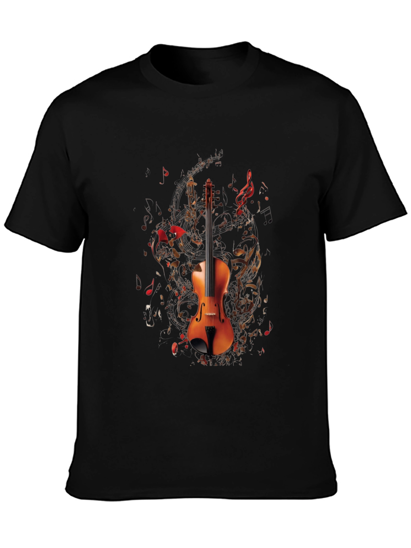 Musical Violin Graphic T-Shirt - Black
