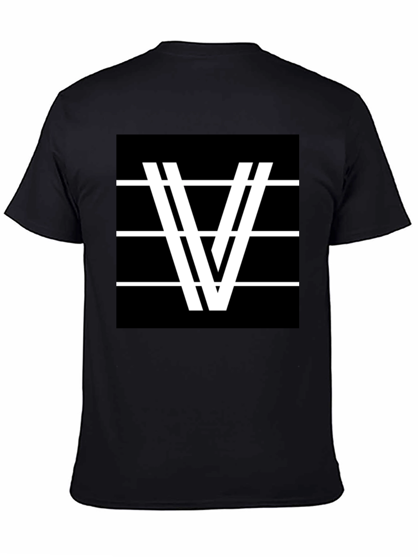 Modern Graphic Tee - Black with White V Design
