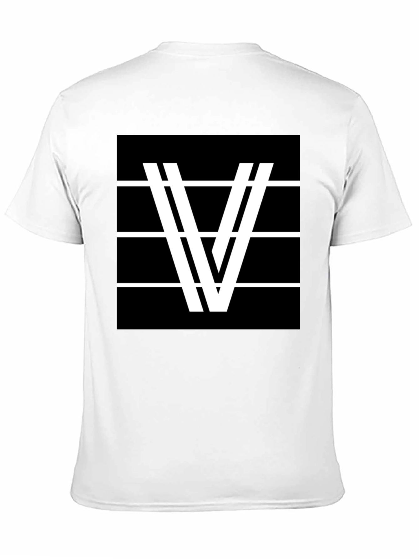 Modern Graphic Tee - Black with White V Design