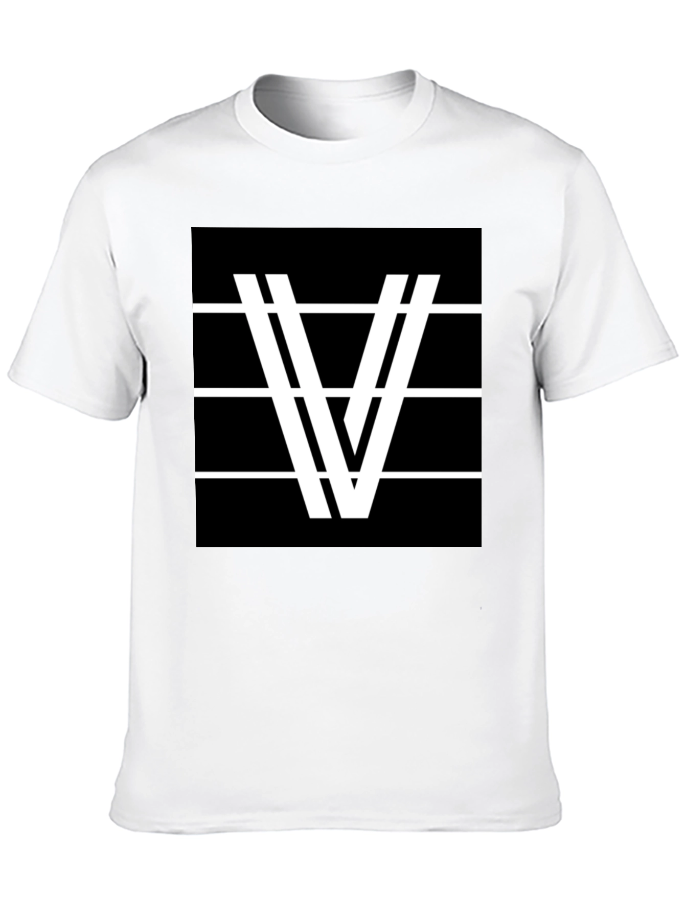 Modern Graphic Tee - Black with White V Design