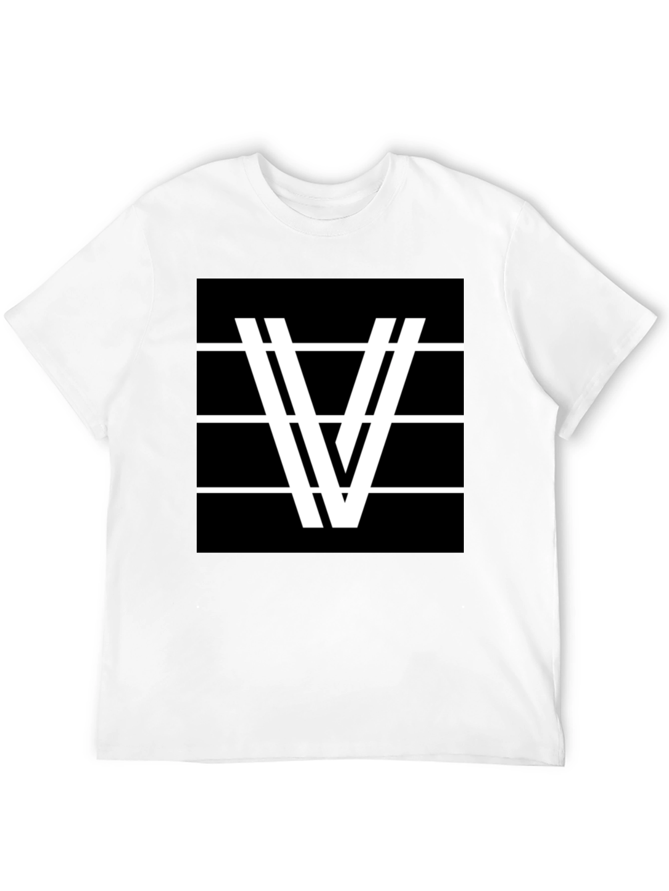 Modern Graphic Tee - Black with White V Design