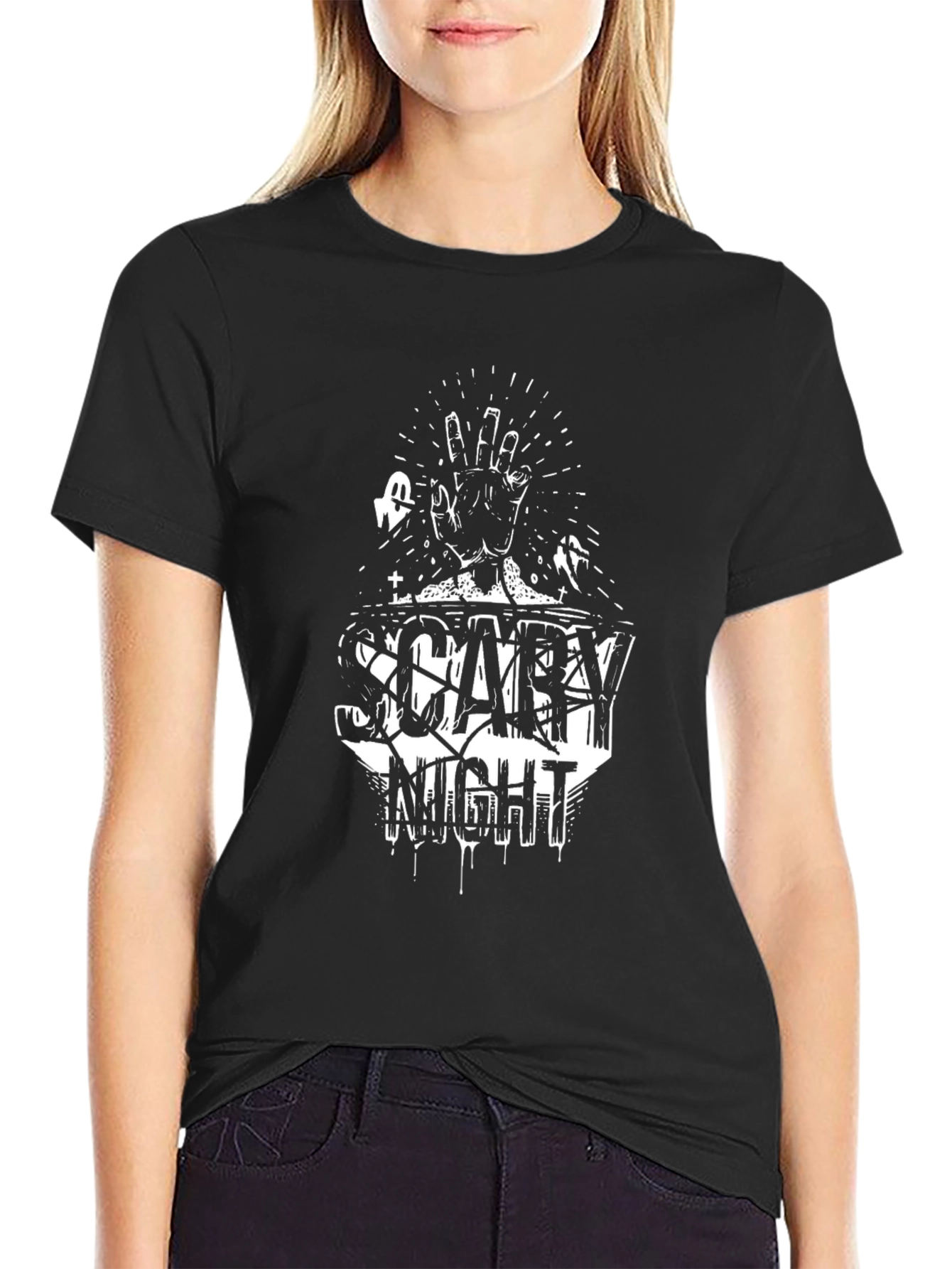 Scary Night Graphic Tee - Halloween Style