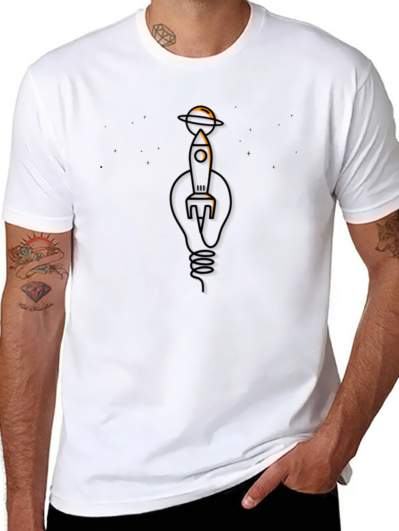 Rocket Planet Bulb Graphic Tee