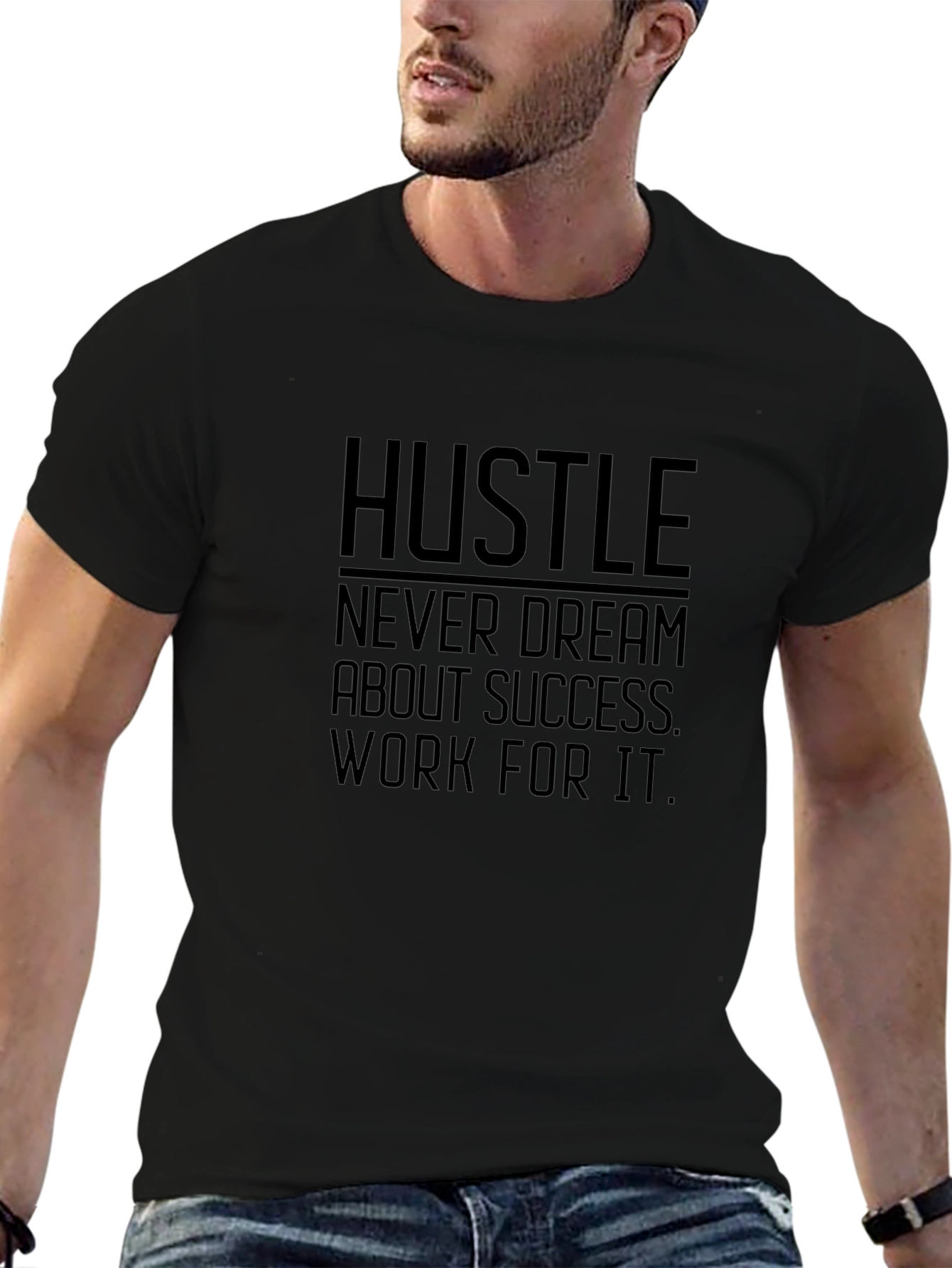 Hustle Graphic Tee - Motivational Black T-Shirt