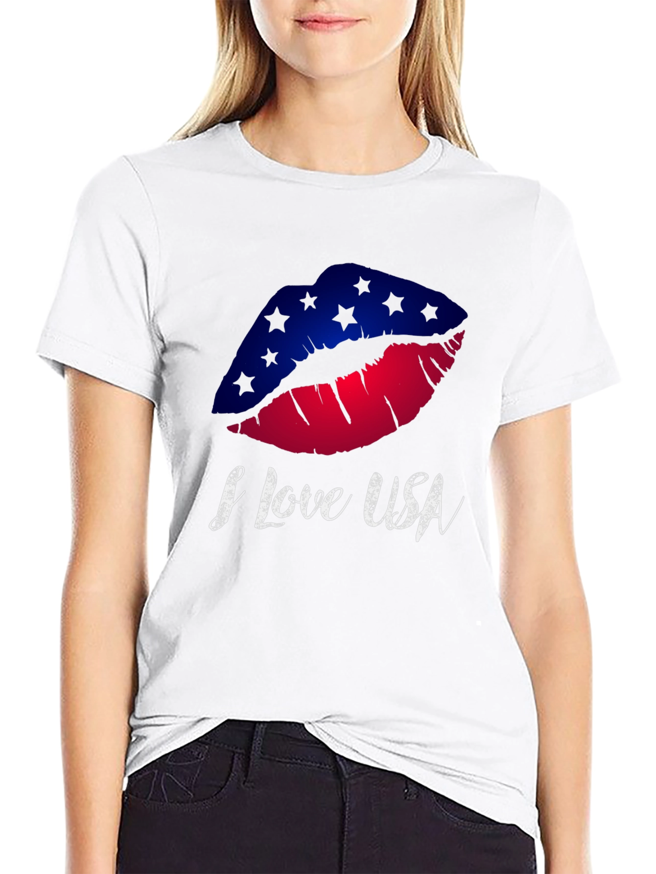 I Love USA Lips Graphic Tee
