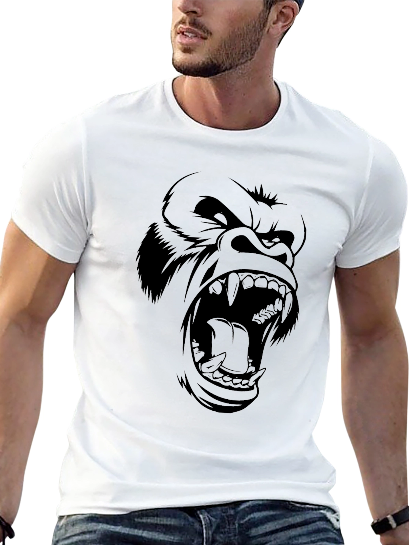 Mens Black Gorilla Graphic Print T-Shirt