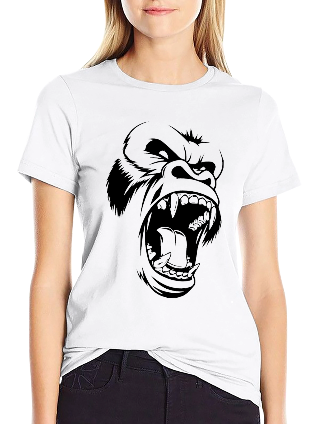 Mens Black Gorilla Graphic Print T-Shirt