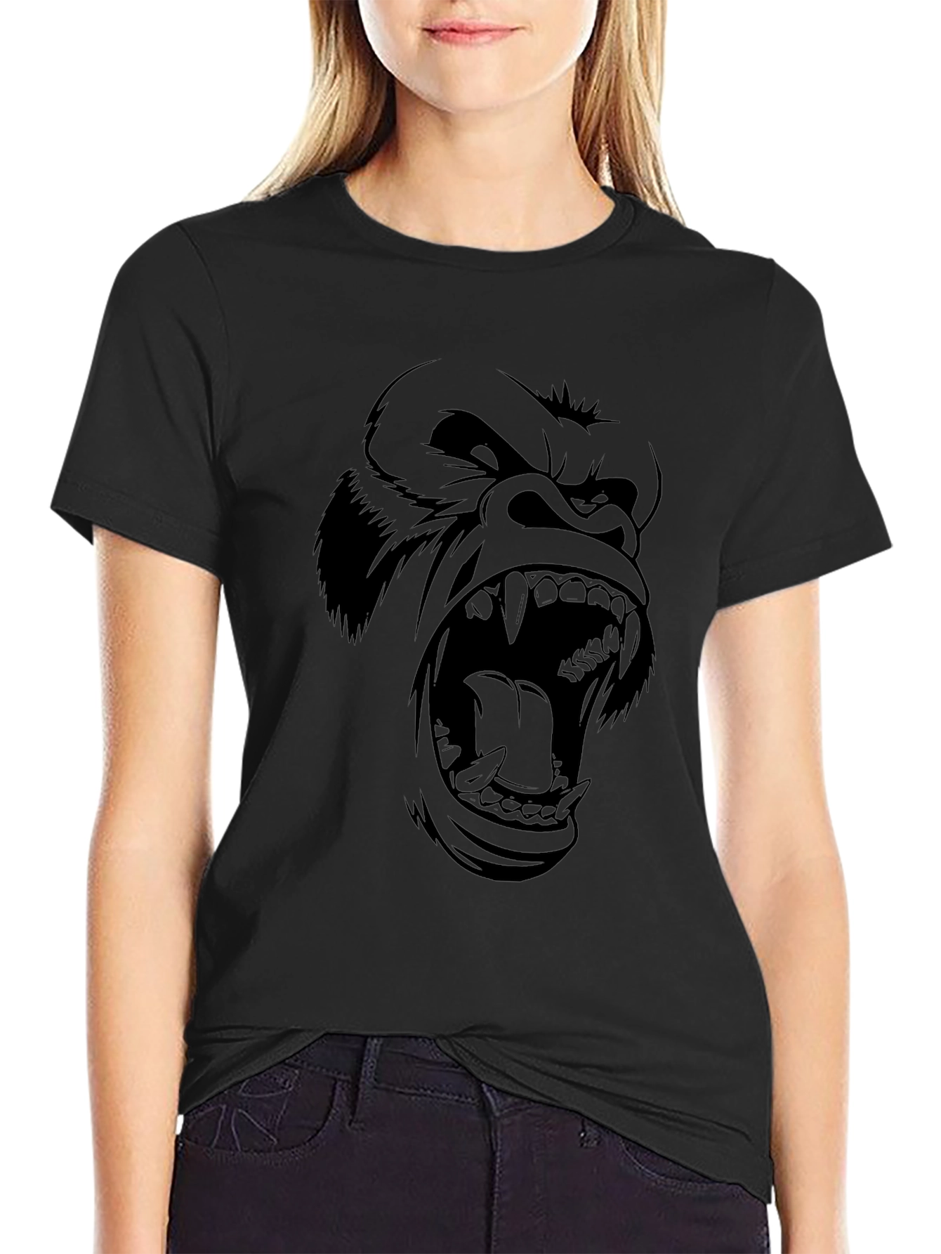 Mens Black Gorilla Graphic Print T-Shirt