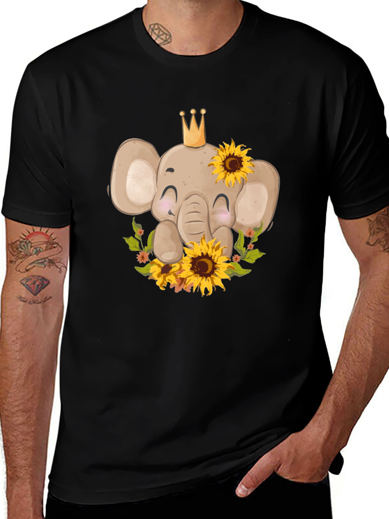 Elephant Sunflower Graphic Tee