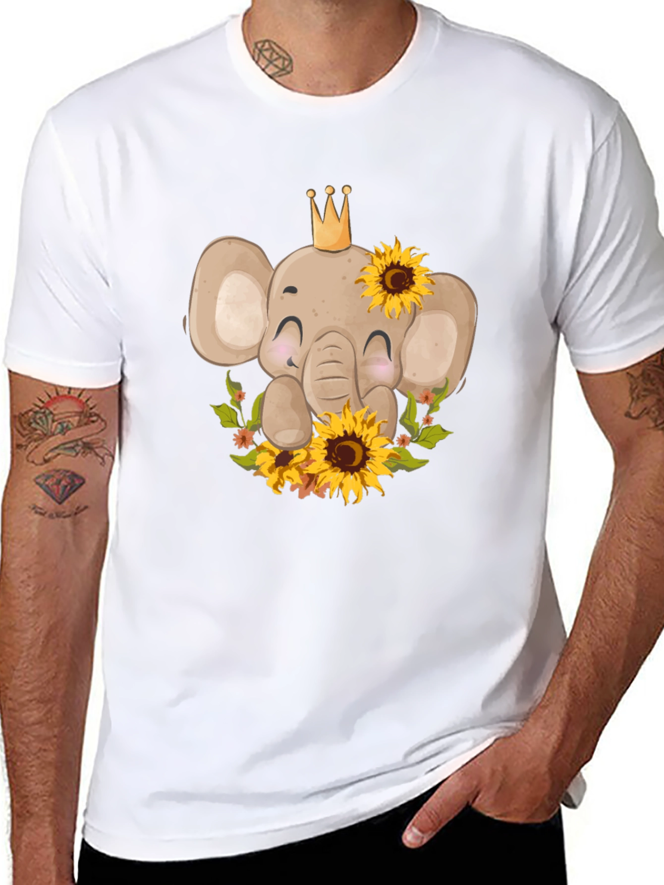 Elephant Sunflower Graphic Tee