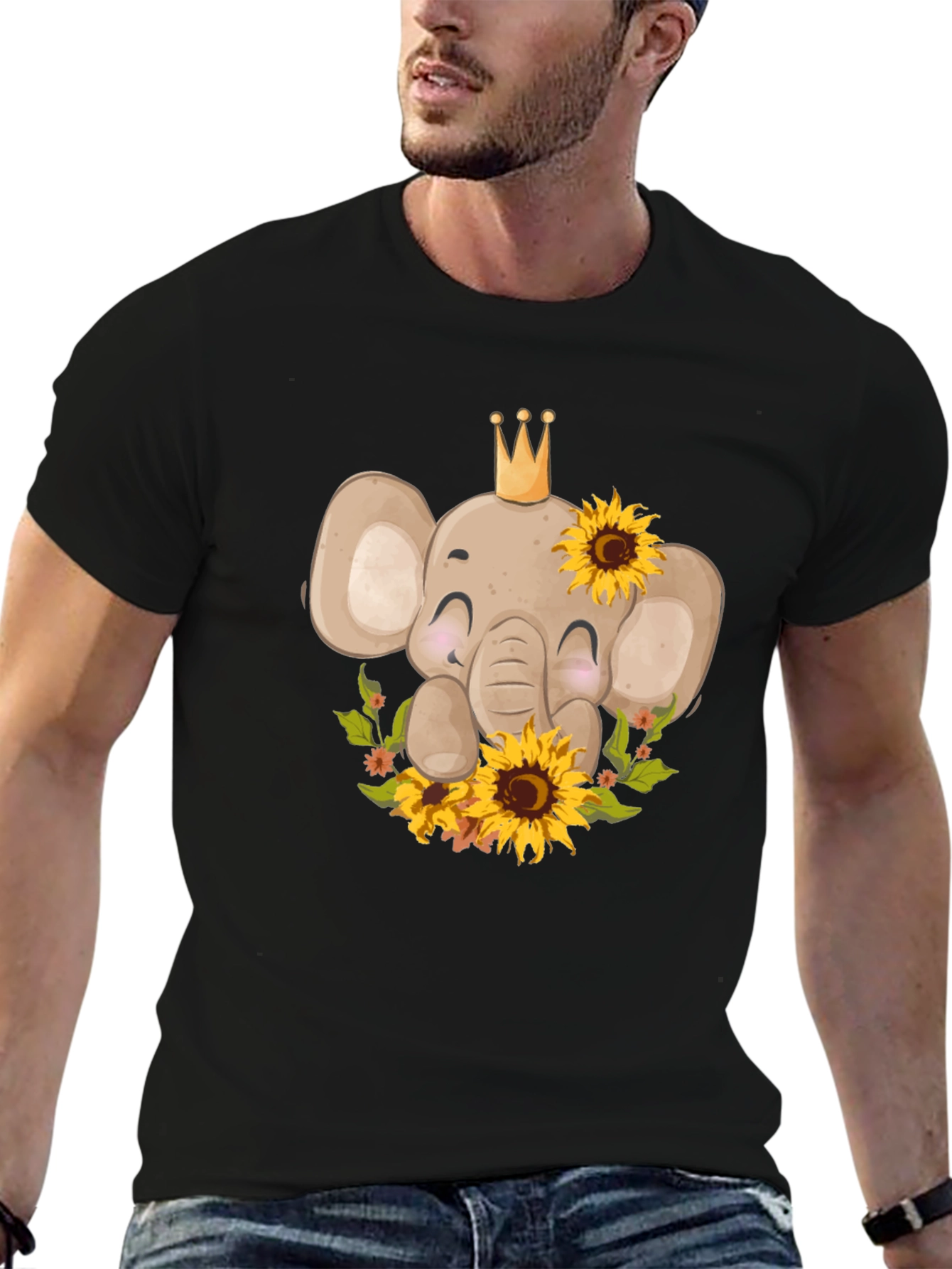 Elephant Sunflower Graphic Tee