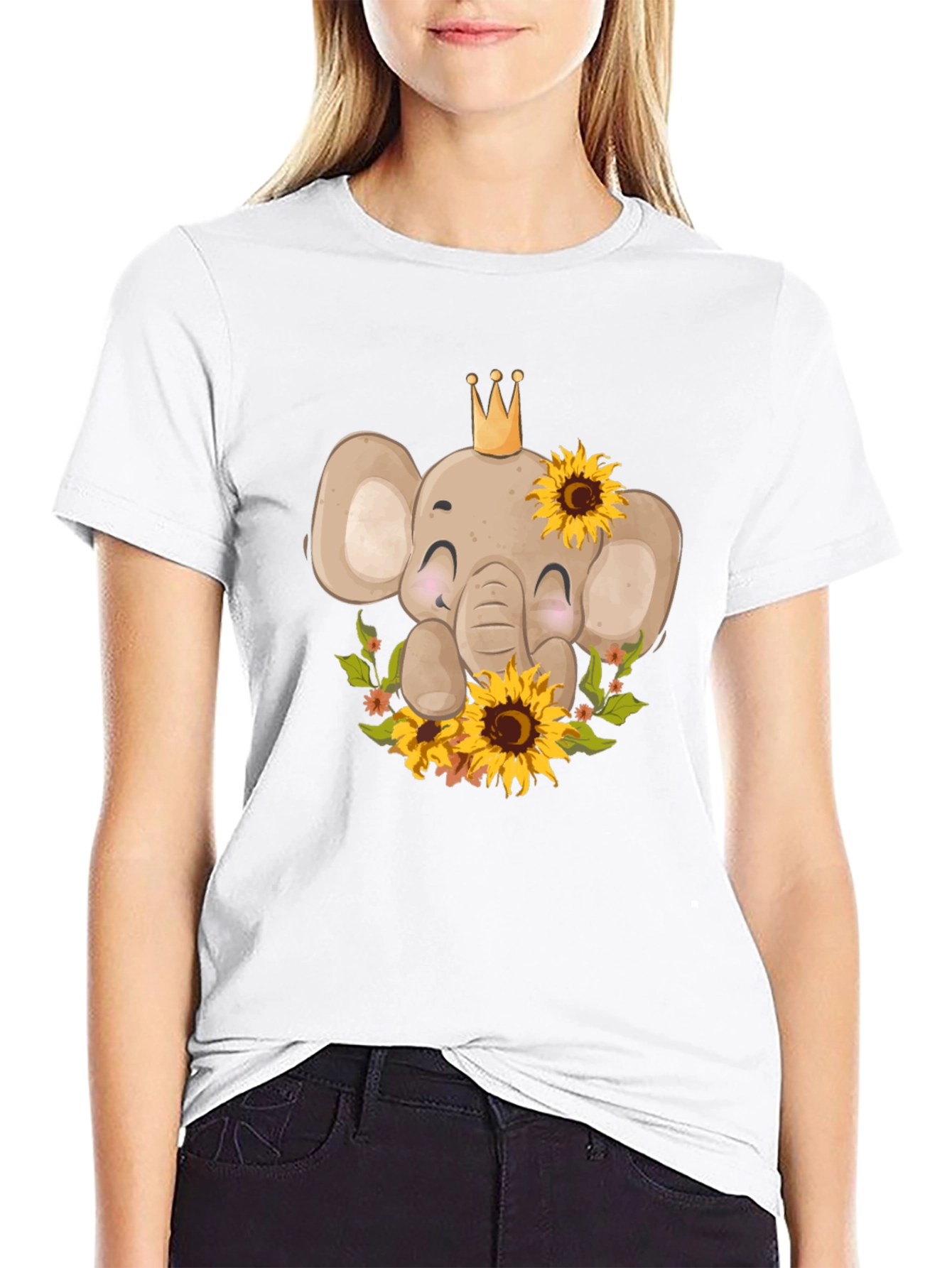 Elephant Sunflower Graphic Tee