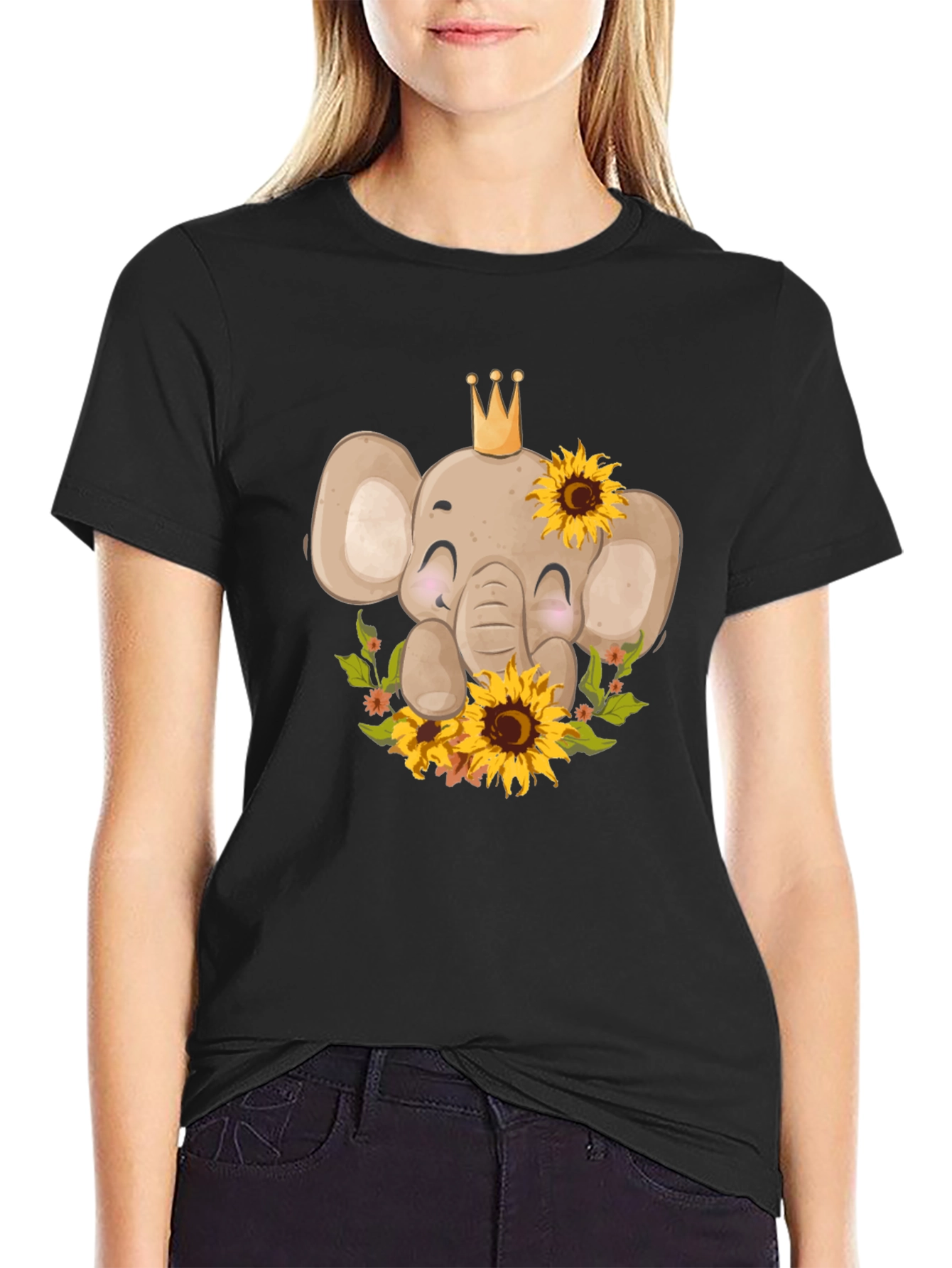 Elephant Sunflower Graphic Tee
