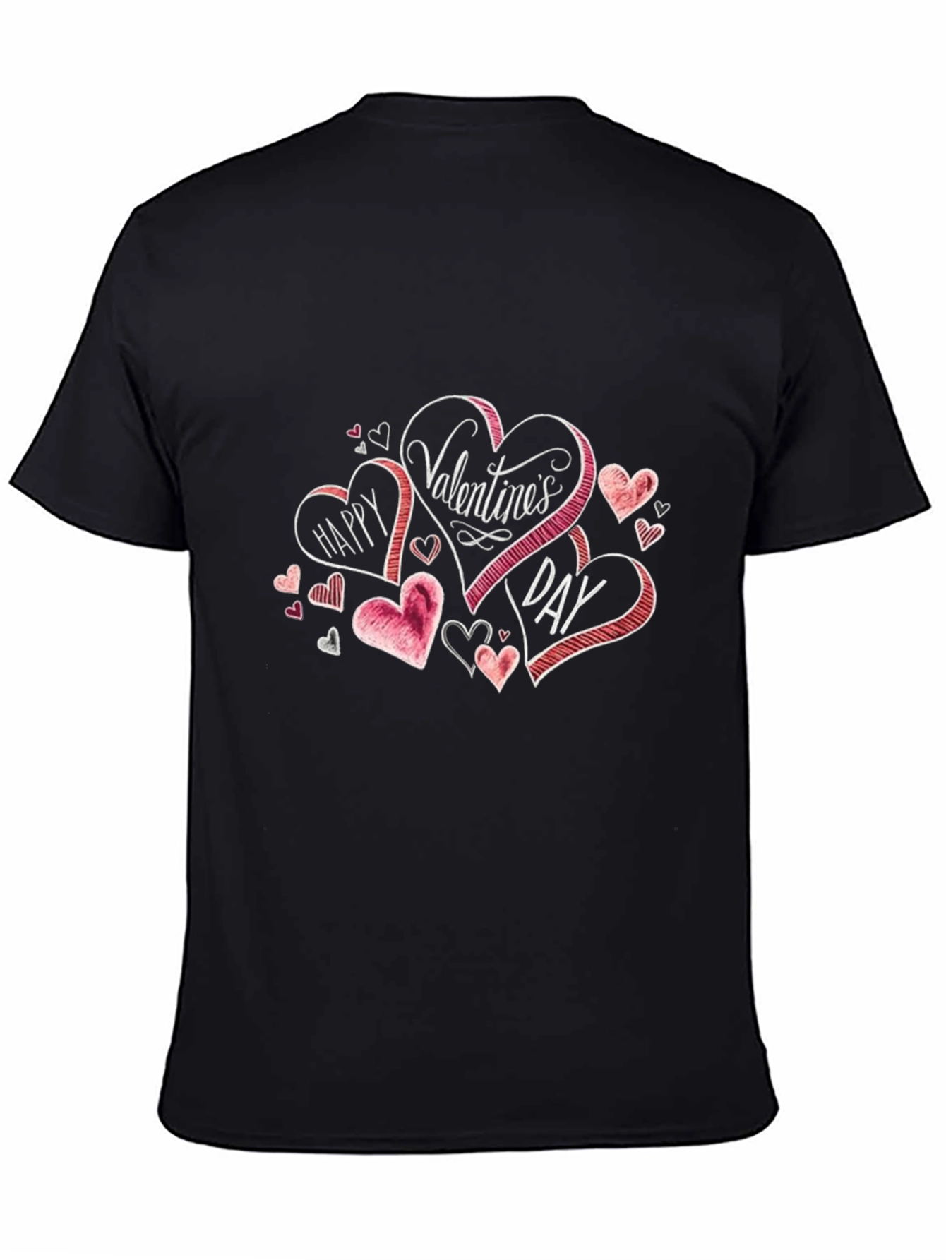 Valentines Day Heart Graphic Black T-Shirt