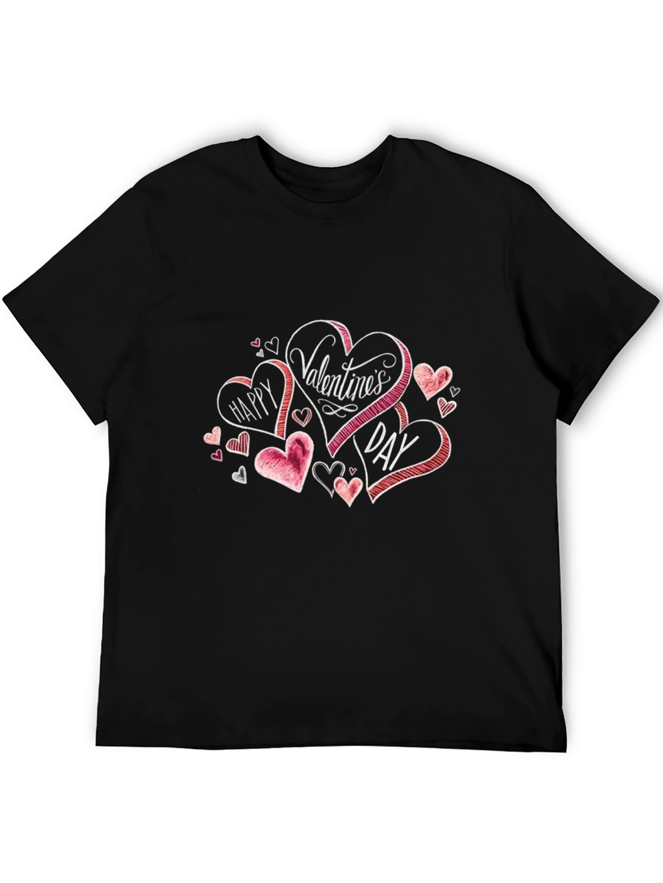 Valentines Day Heart Graphic Black T-Shirt