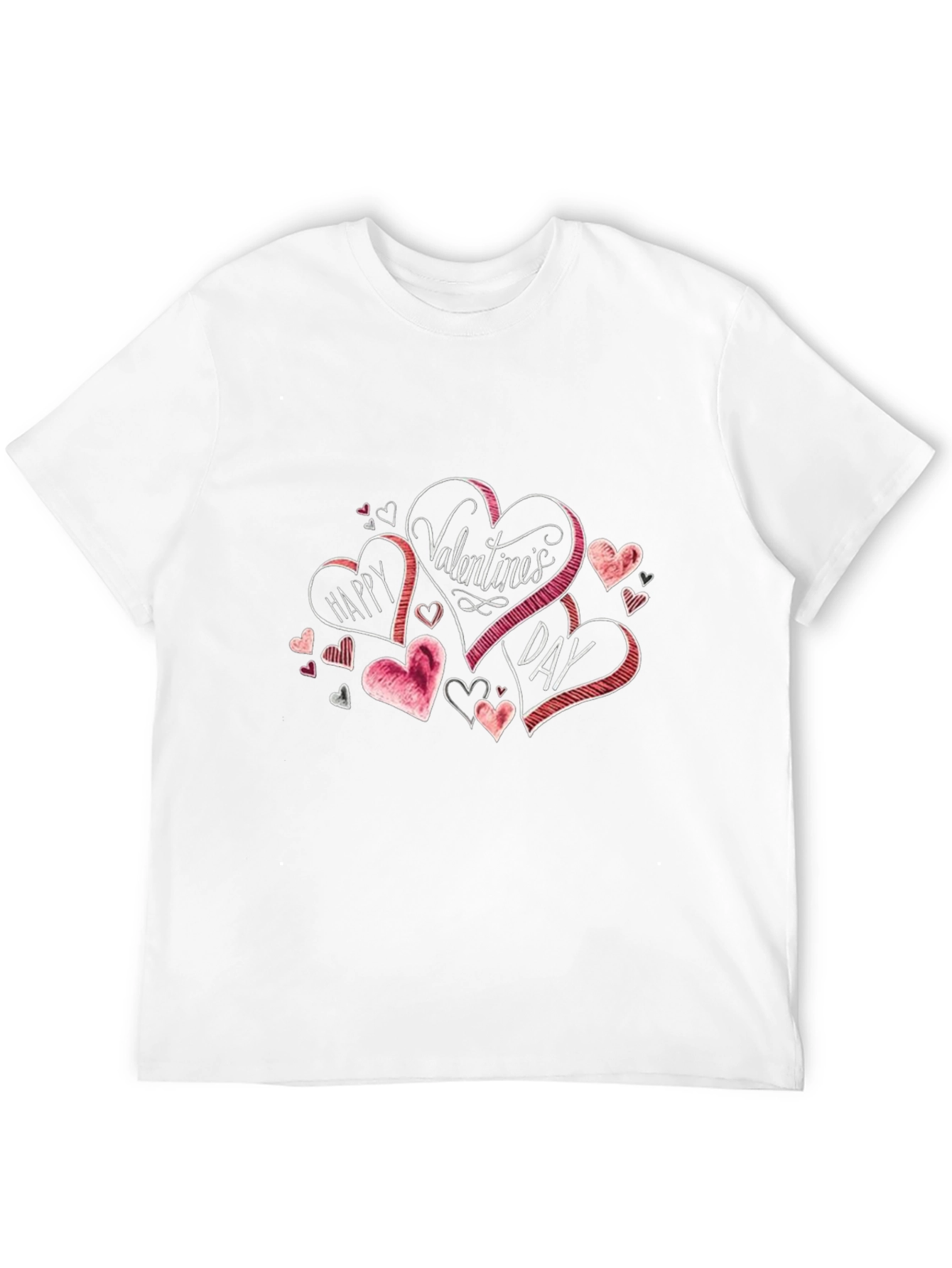 Valentines Day Heart Graphic Black T-Shirt