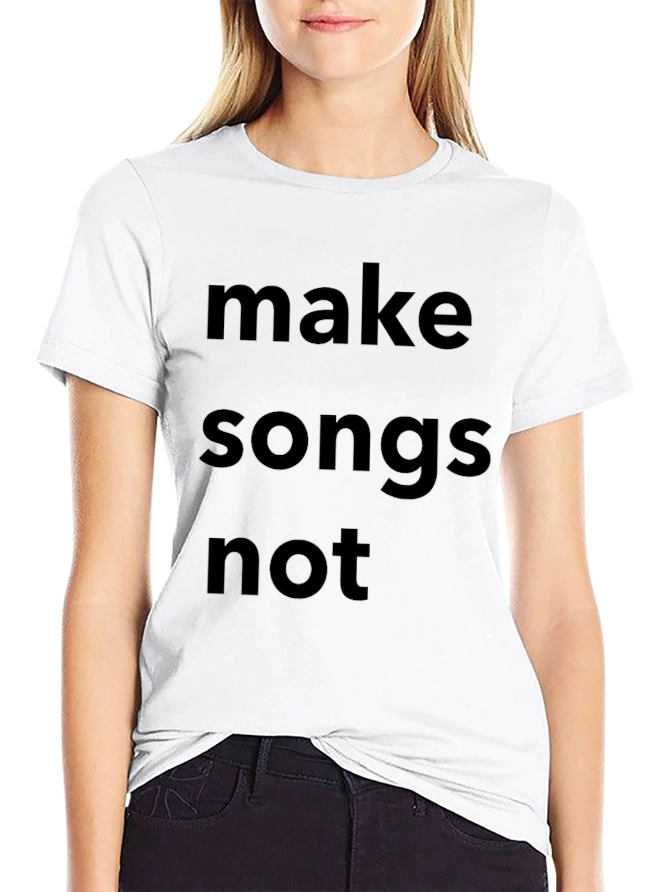 Make Songs Not T-Shirt Black Cotton Casual Wear
