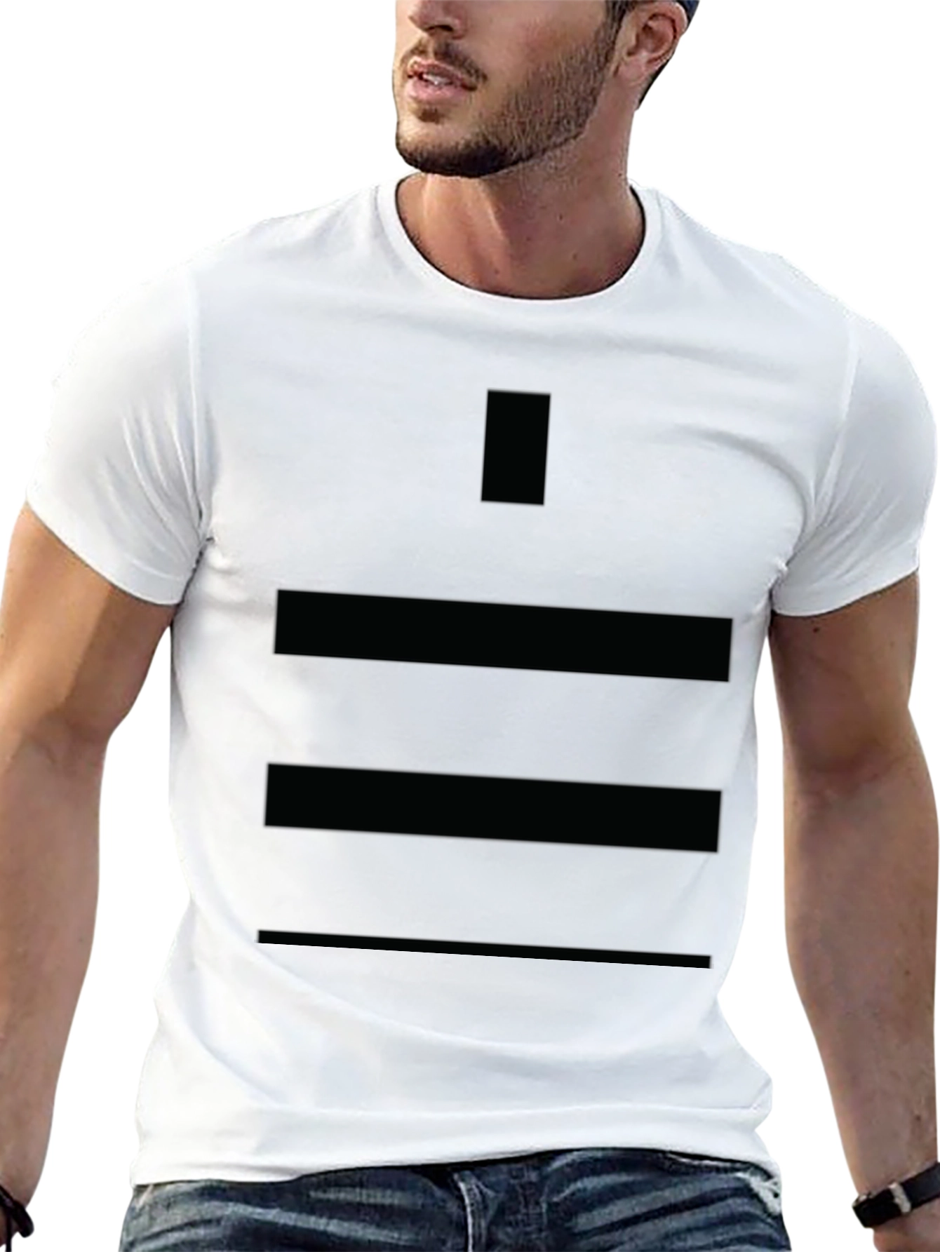 Stylish Mens Black T-Shirt with Geometric Design