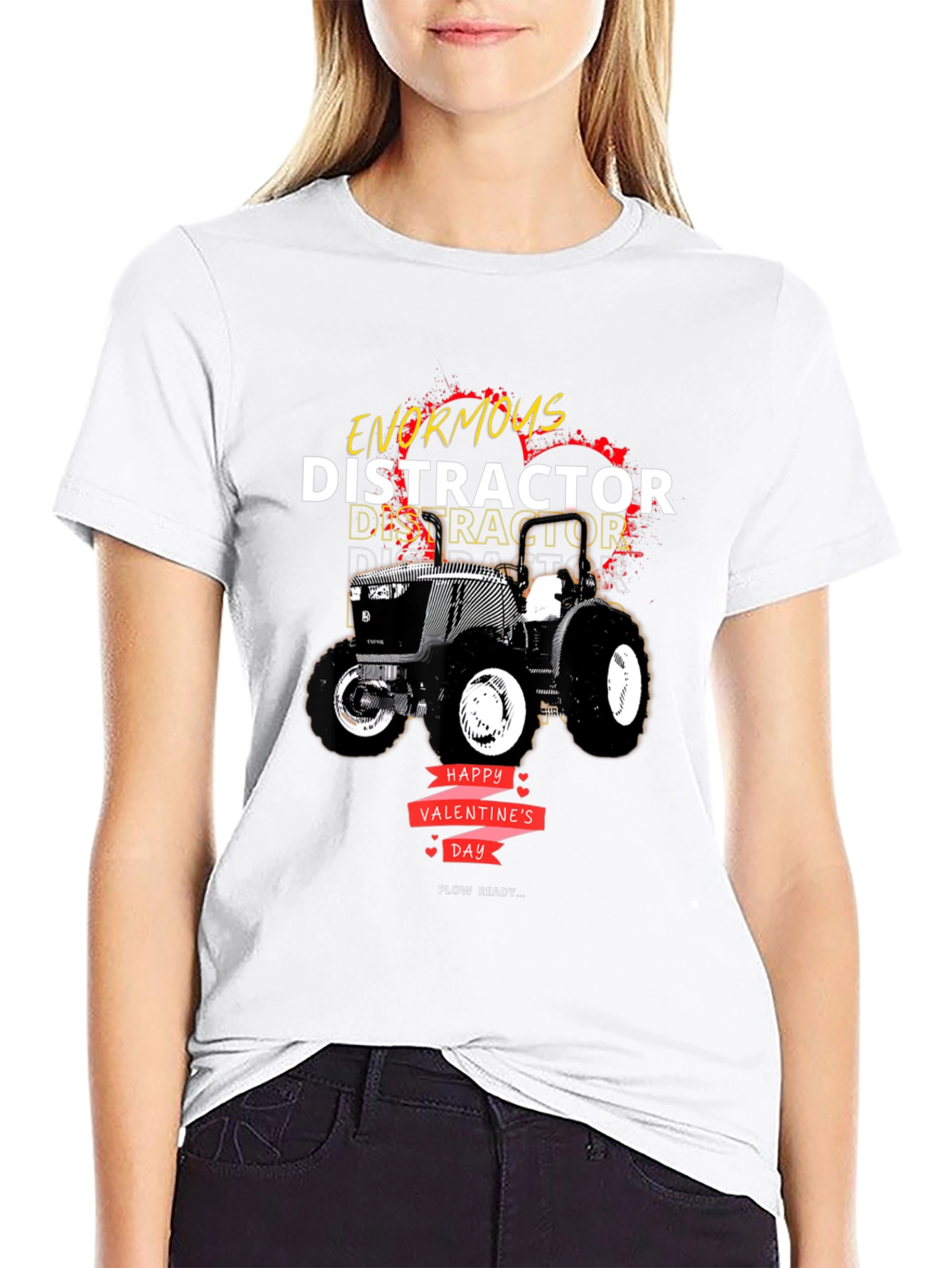 Enormous Distractor Valentines Day Tractor T-Shirt