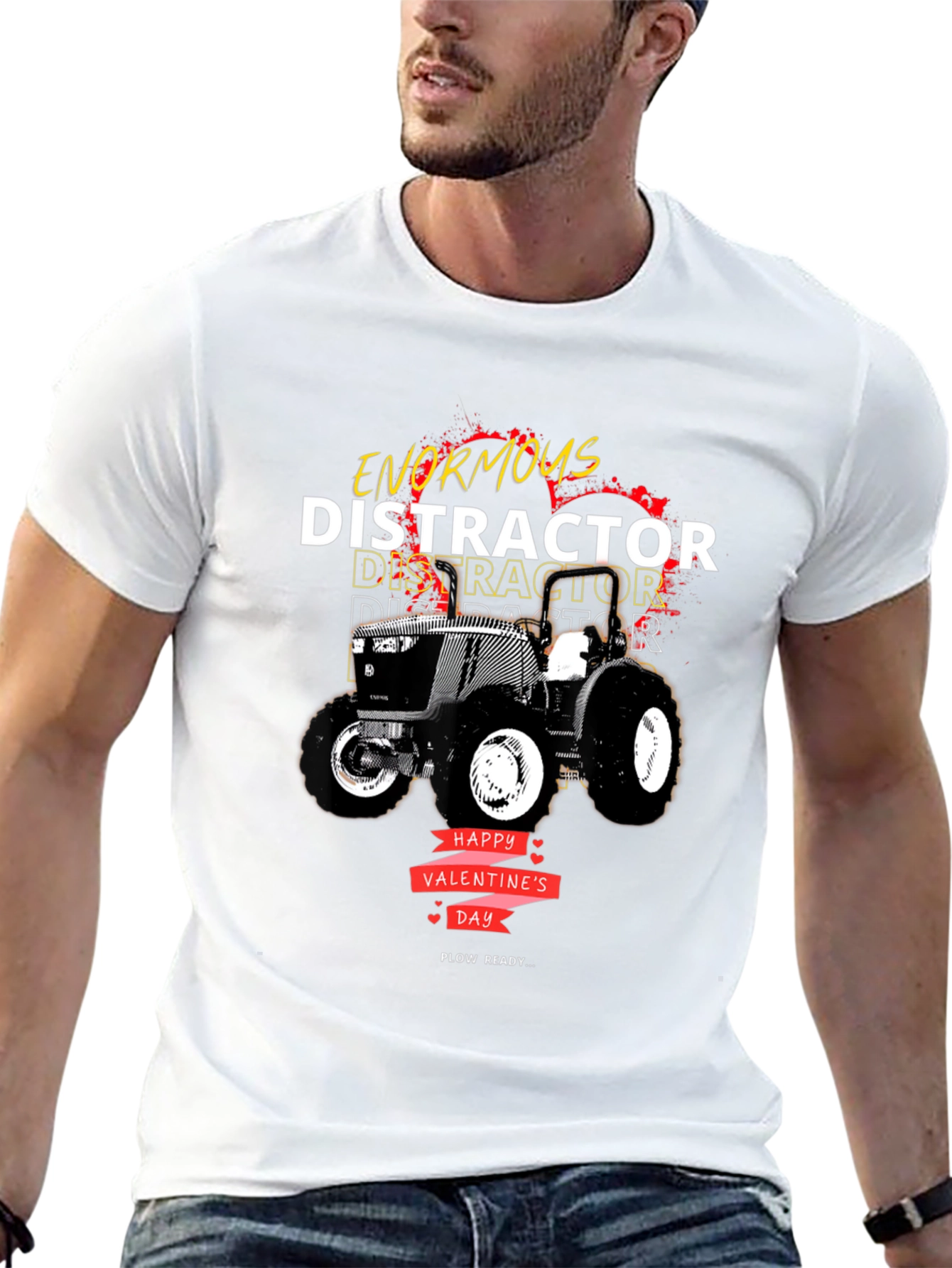 Enormous Distractor Valentines Day Tractor T-Shirt
