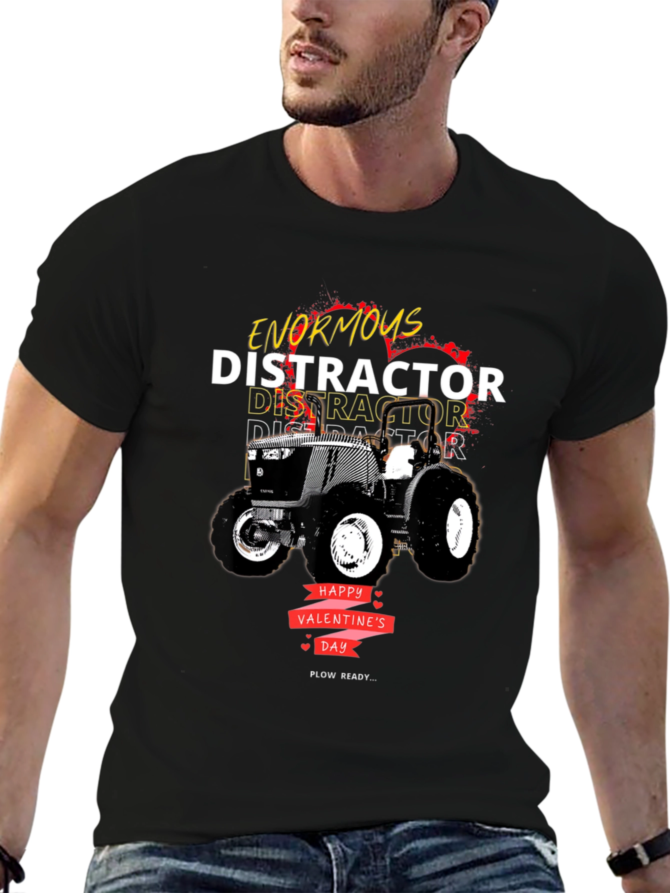 Enormous Distractor Valentines Day Tractor T-Shirt