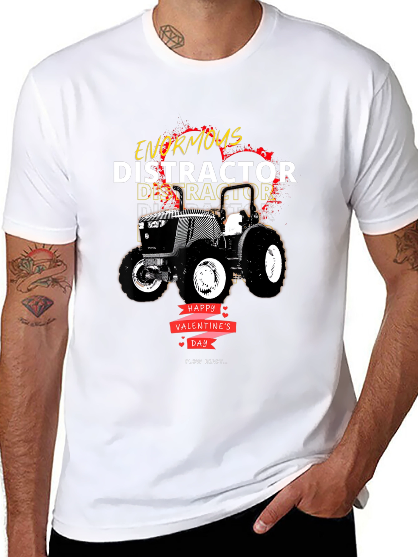 Enormous Distractor Valentines Day Tractor T-Shirt