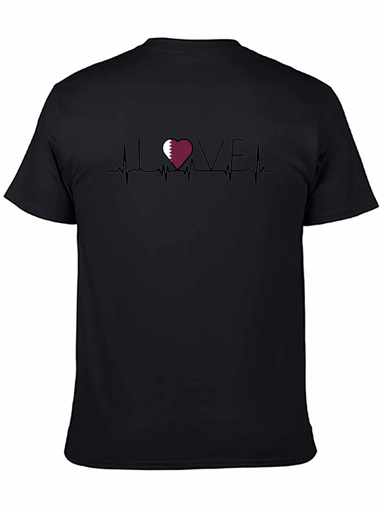 Qatar Love Heartbeat T-Shirt - Black