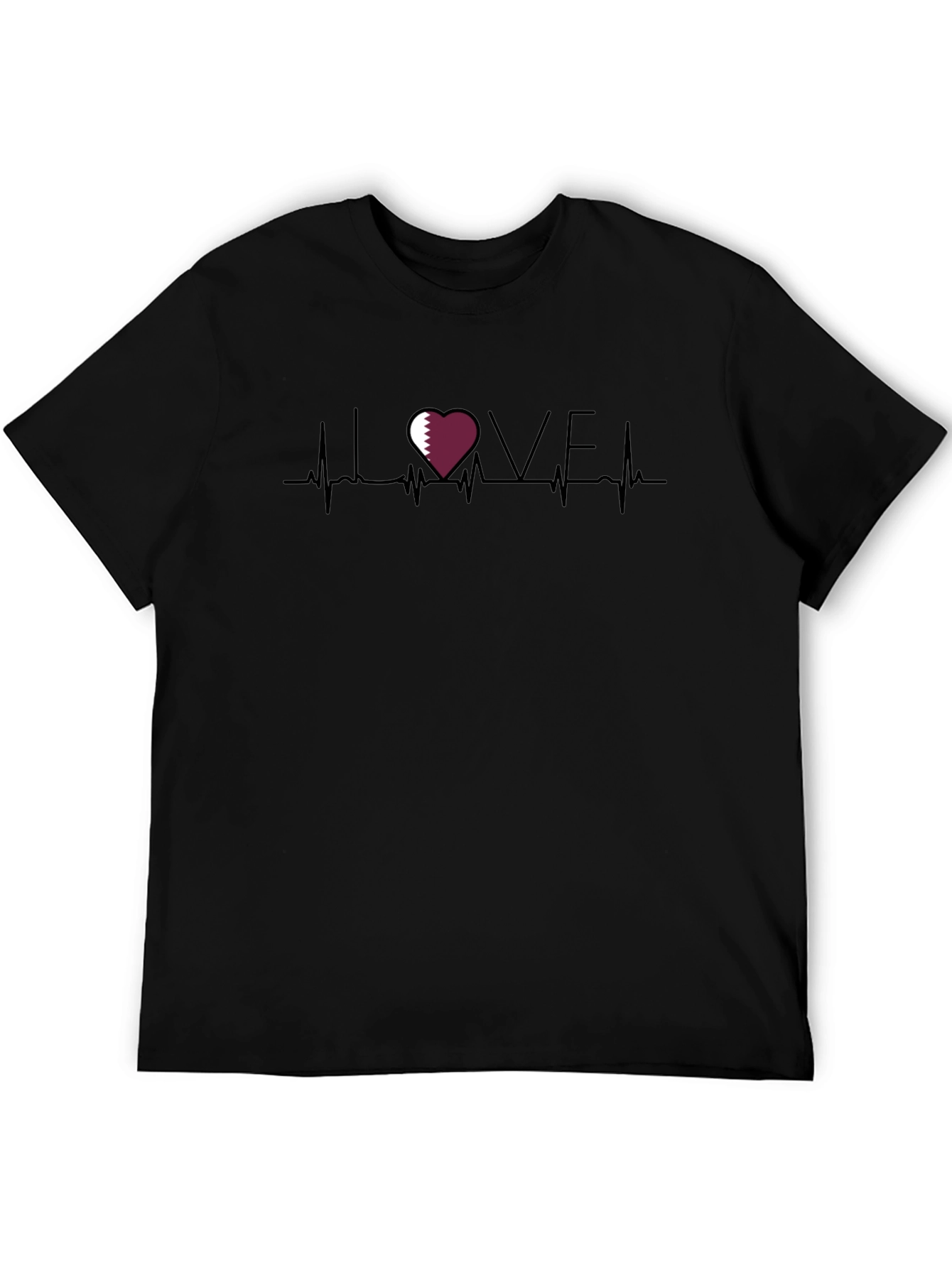 Qatar Love Heartbeat T-Shirt - Black