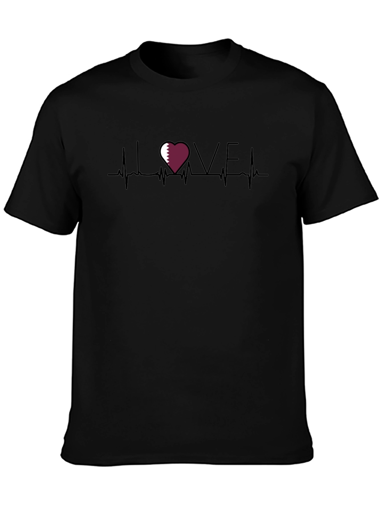 Qatar Love Heartbeat T-Shirt - Black