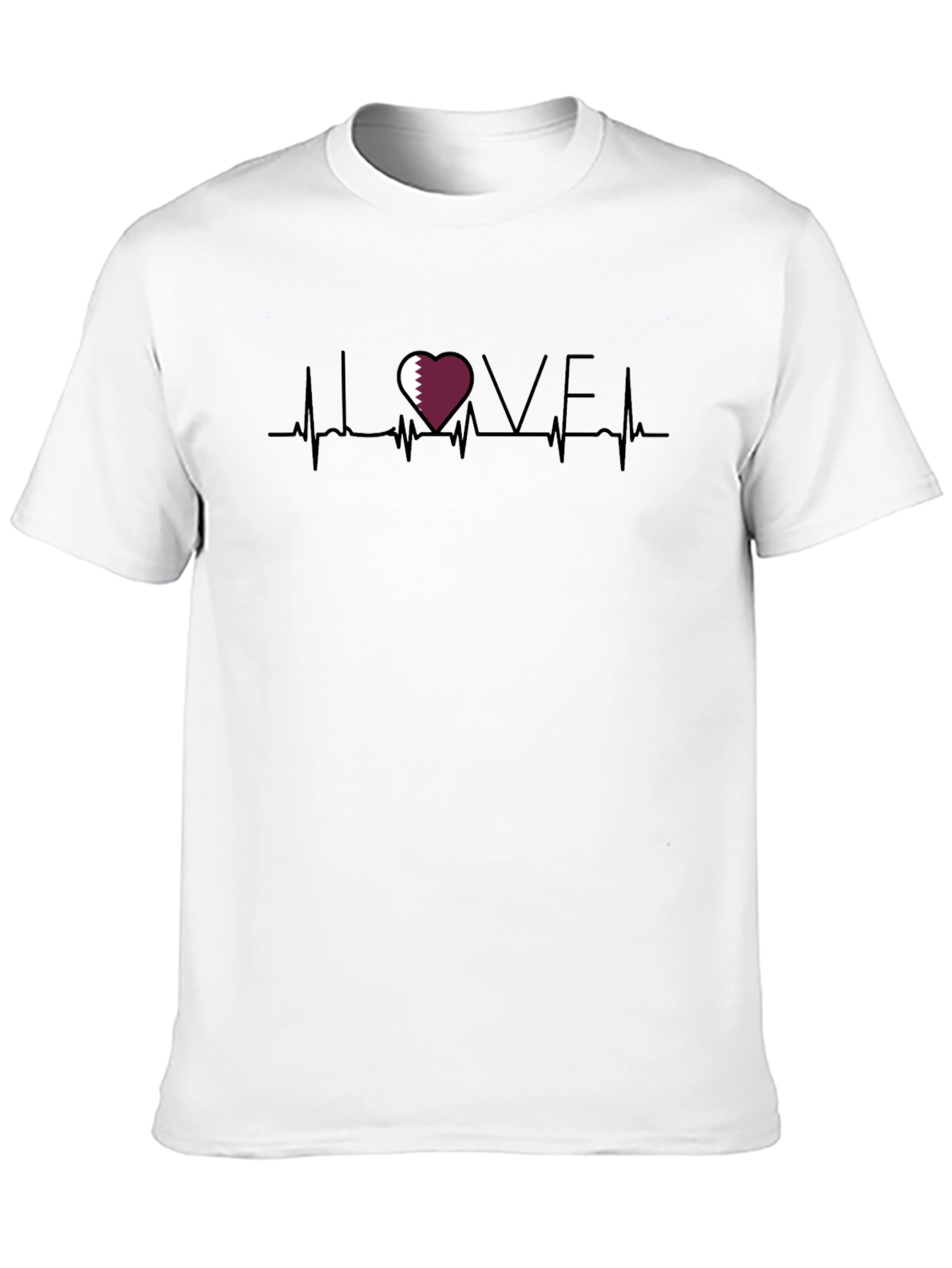 Qatar Love Heartbeat T-Shirt - Black