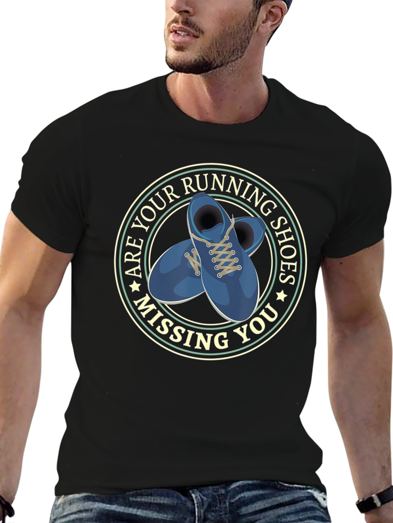 Running Shoes Missing You Black T-Shirt