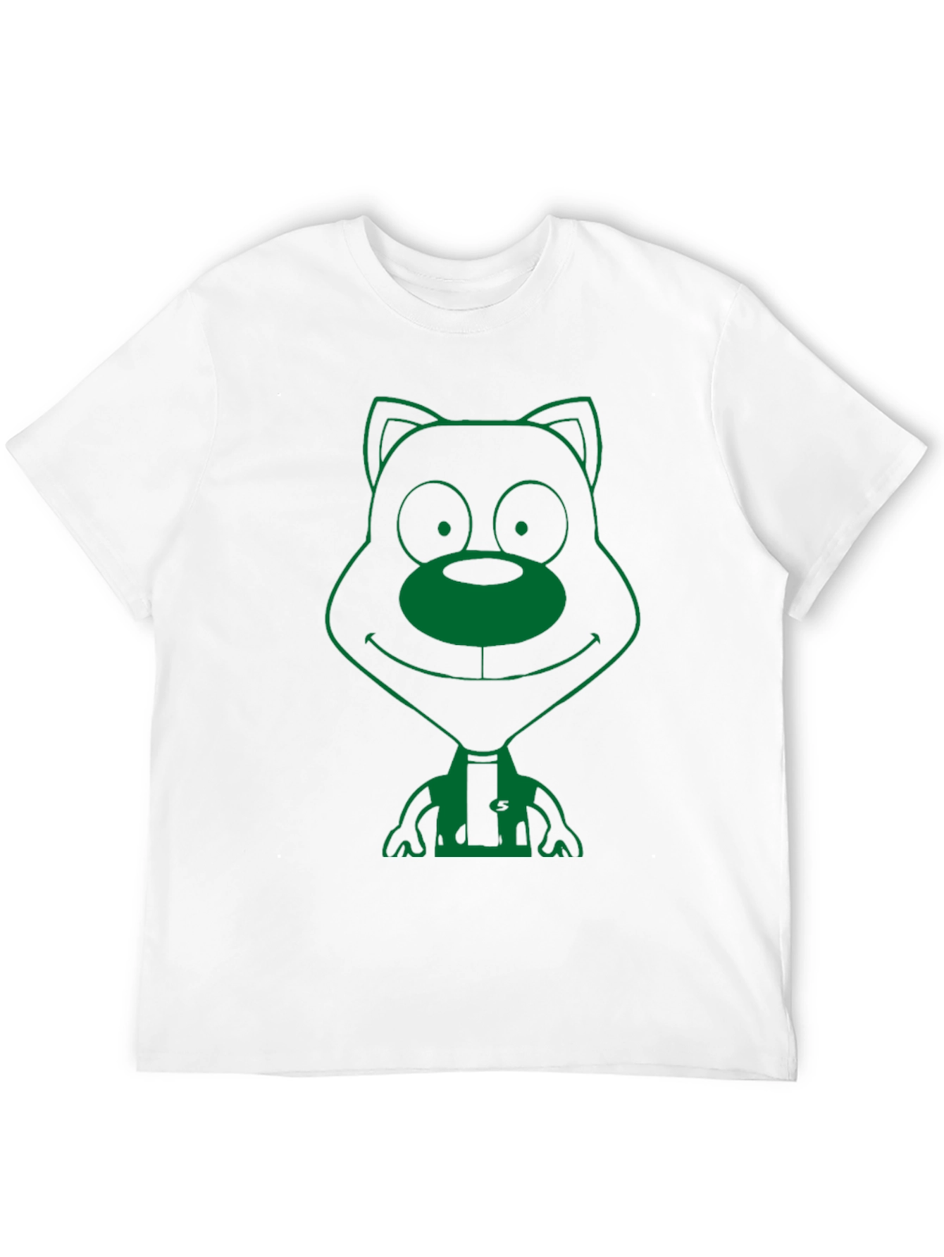 Green Cartoon Bear Graphic Black T-Shirt