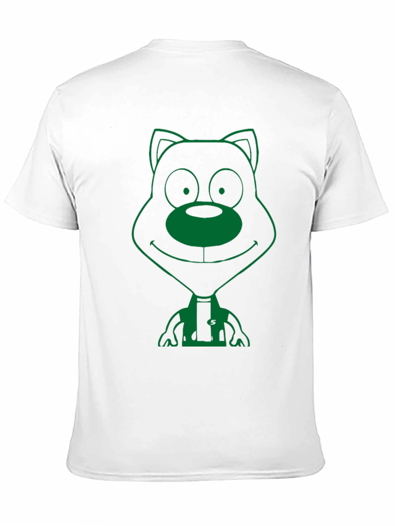 Green Cartoon Bear Graphic Black T-Shirt
