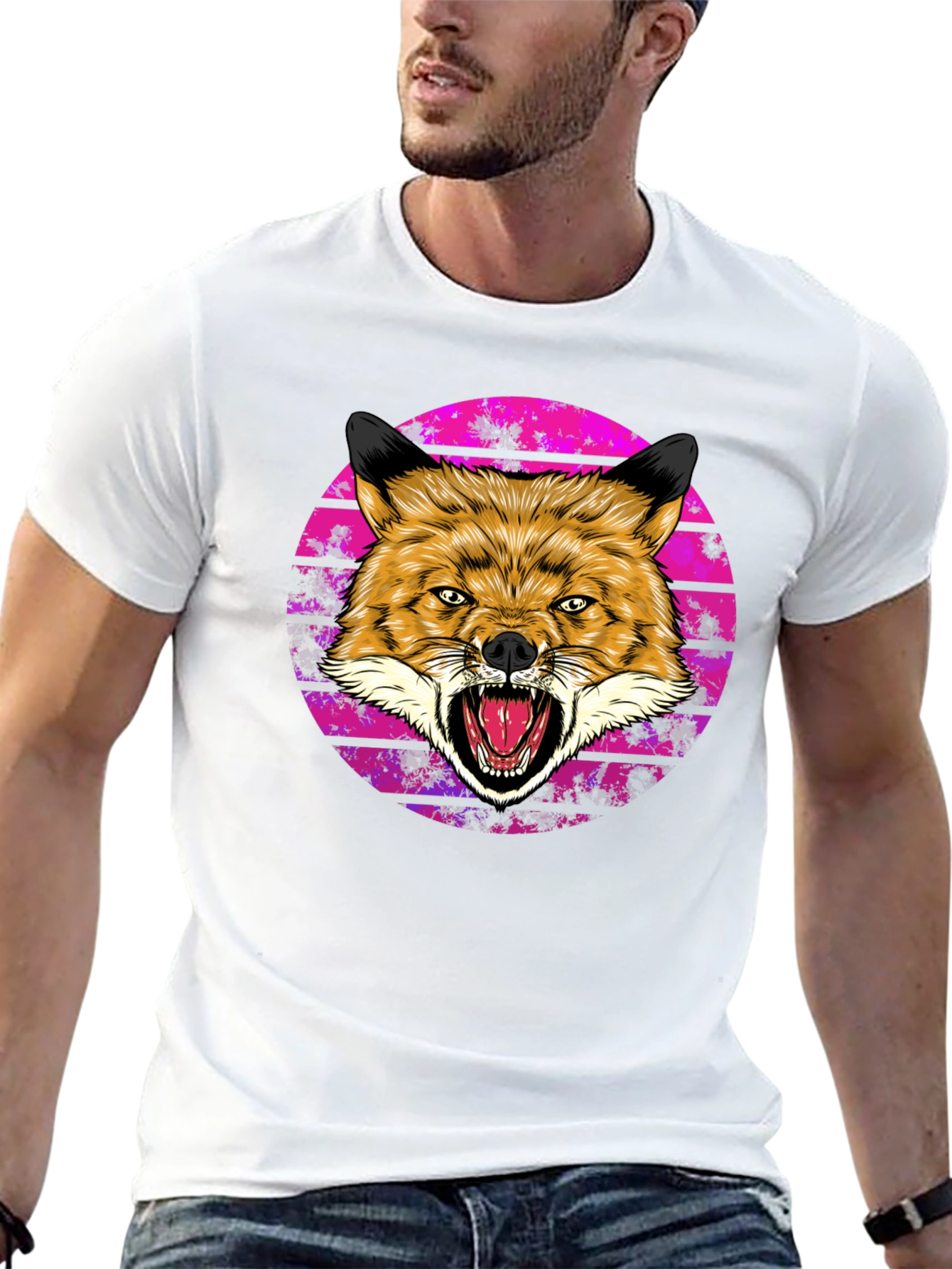 Mens Fox Graphic Tee - Bold & Unique Design