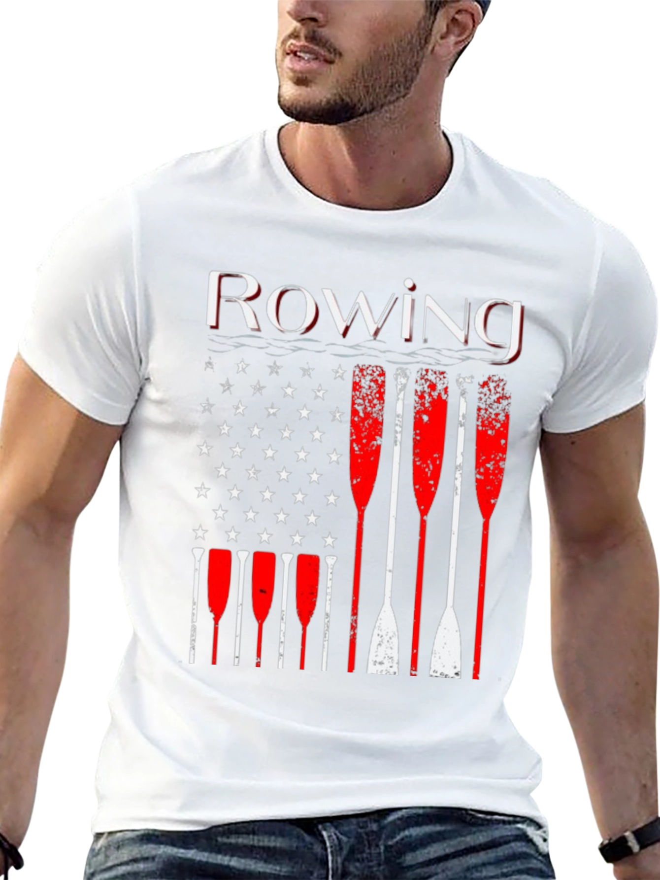 Rowing American Flag Paddle T-Shirt
