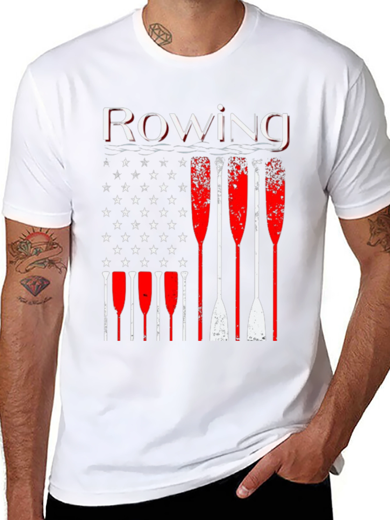 Rowing American Flag Paddle T-Shirt