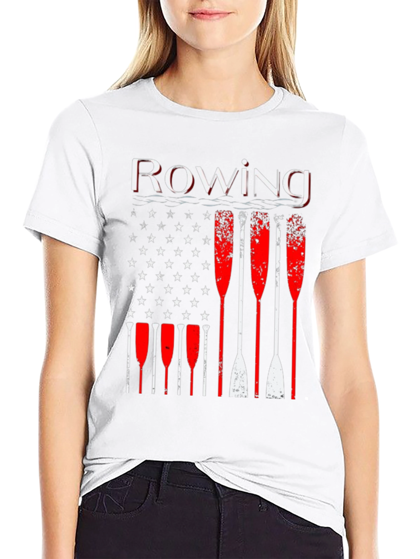 Rowing American Flag Paddle T-Shirt