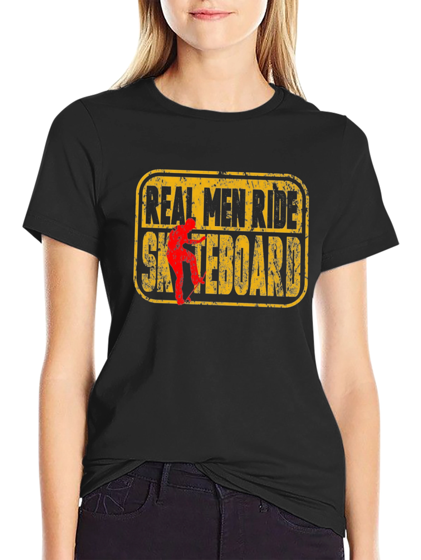 Real Men Ride Skateboard Graphic Tee