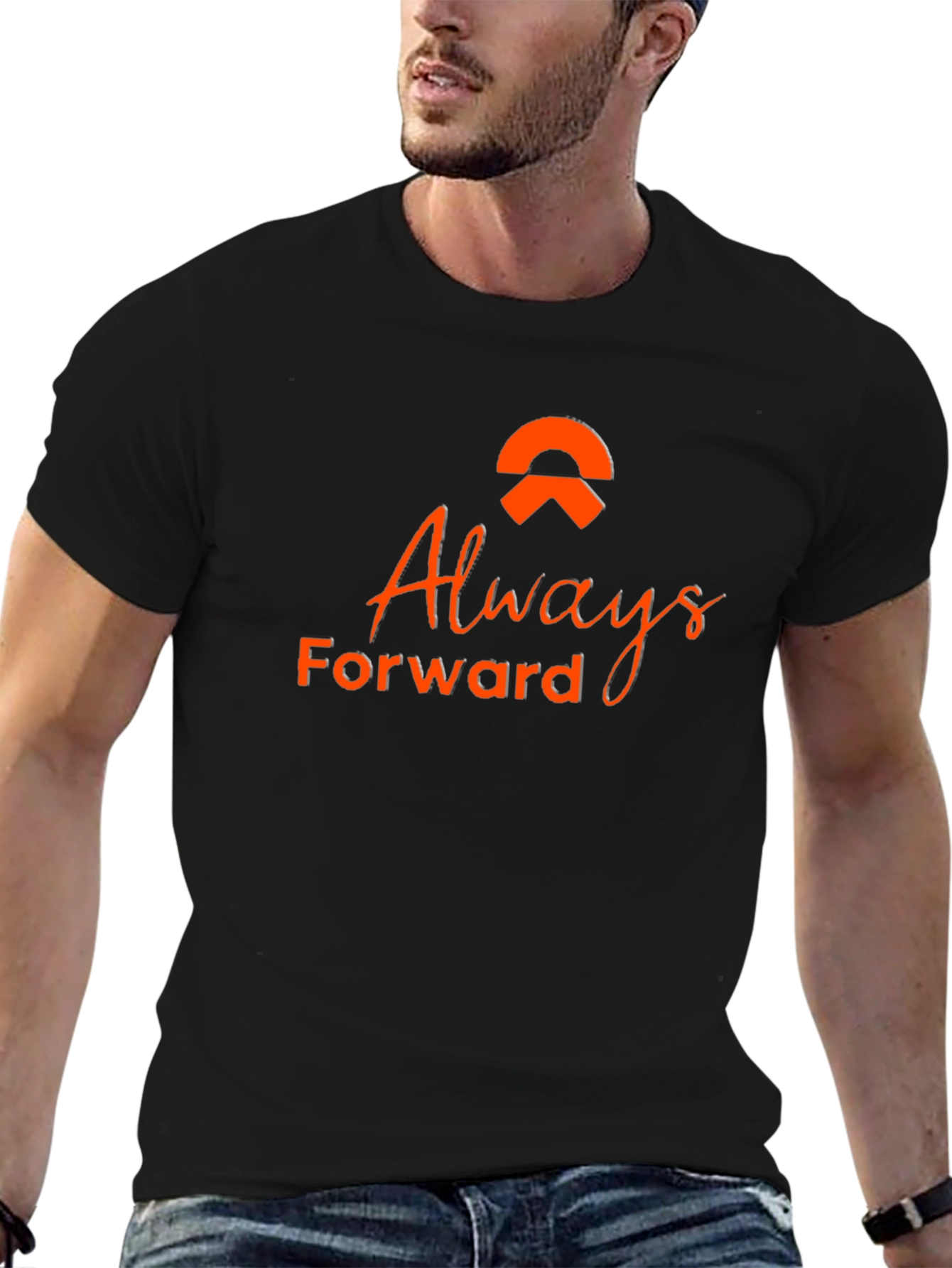 Always Forward Black Tee - Stylish Graphic T-Shirt