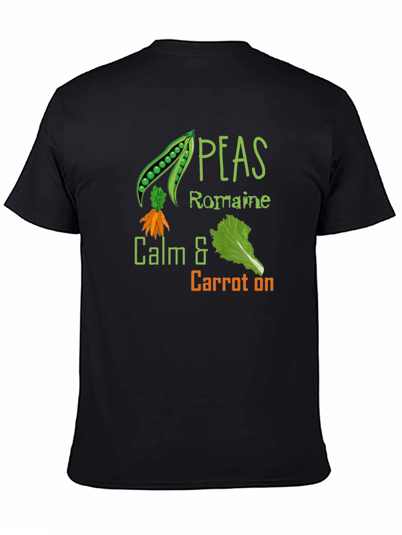 Peas Romaine Calm & Carrot On Black T-Shirt