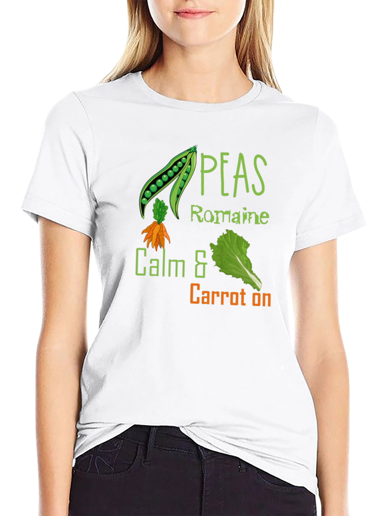 Peas Romaine Calm & Carrot On Black T-Shirt