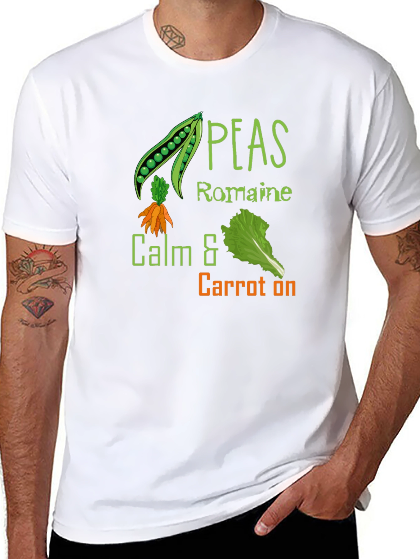 Peas Romaine Calm & Carrot On Black T-Shirt