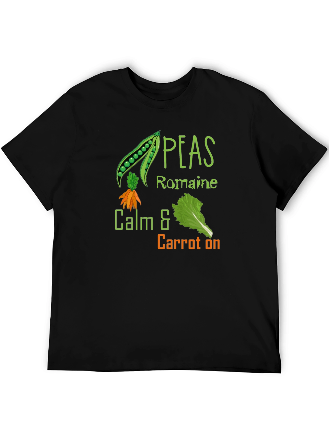 Peas Romaine Calm & Carrot On Black T-Shirt