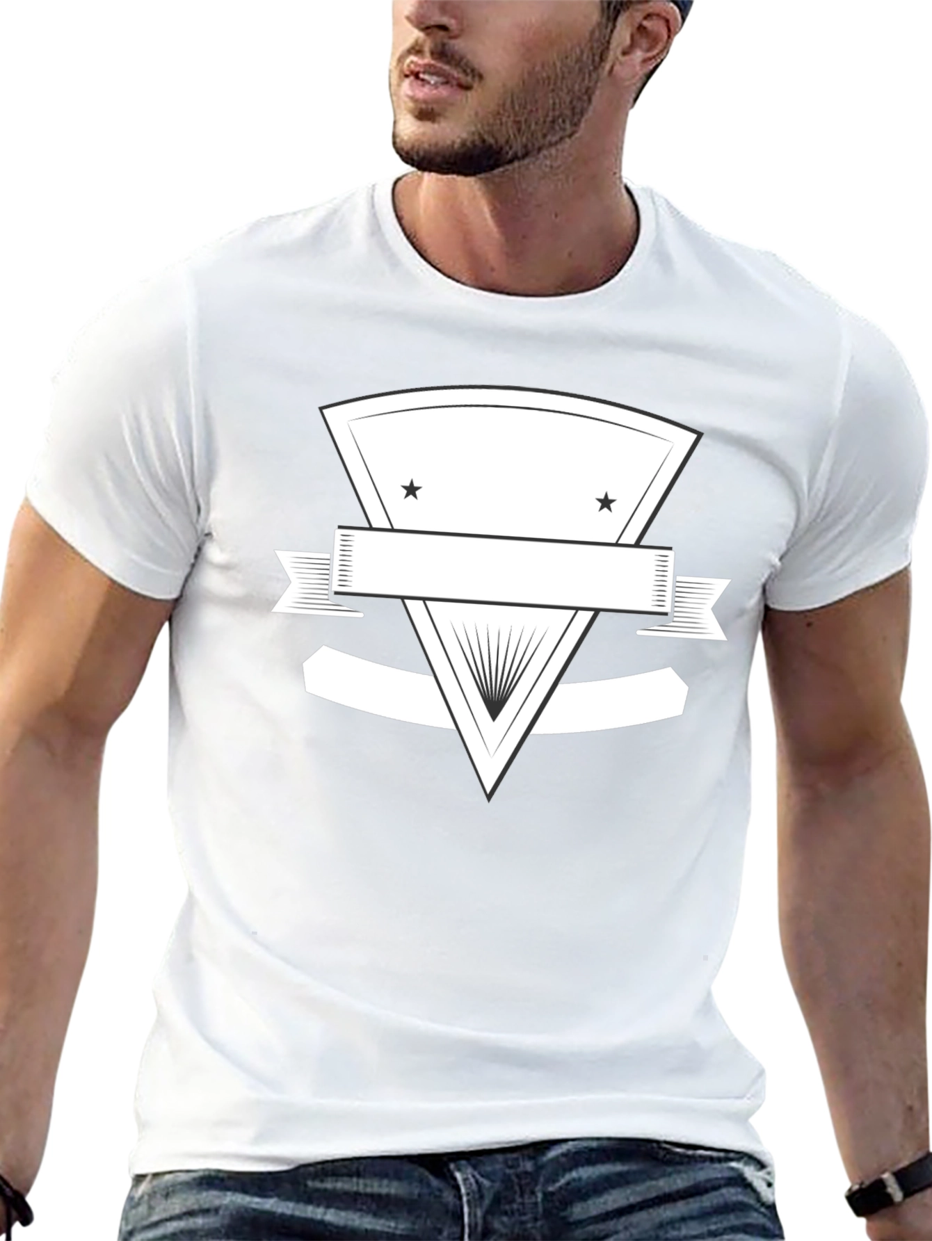 Black Graphic Tee with Customizable Emblem