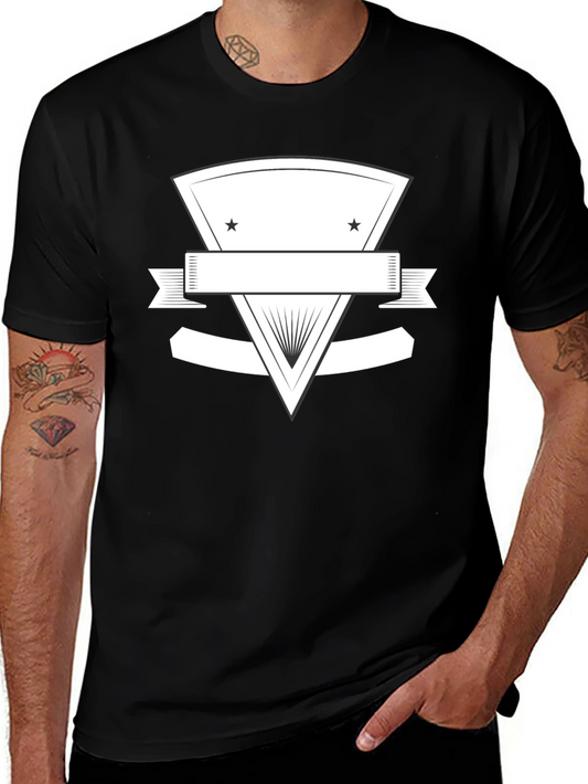 Black Graphic Tee with Customizable Emblem