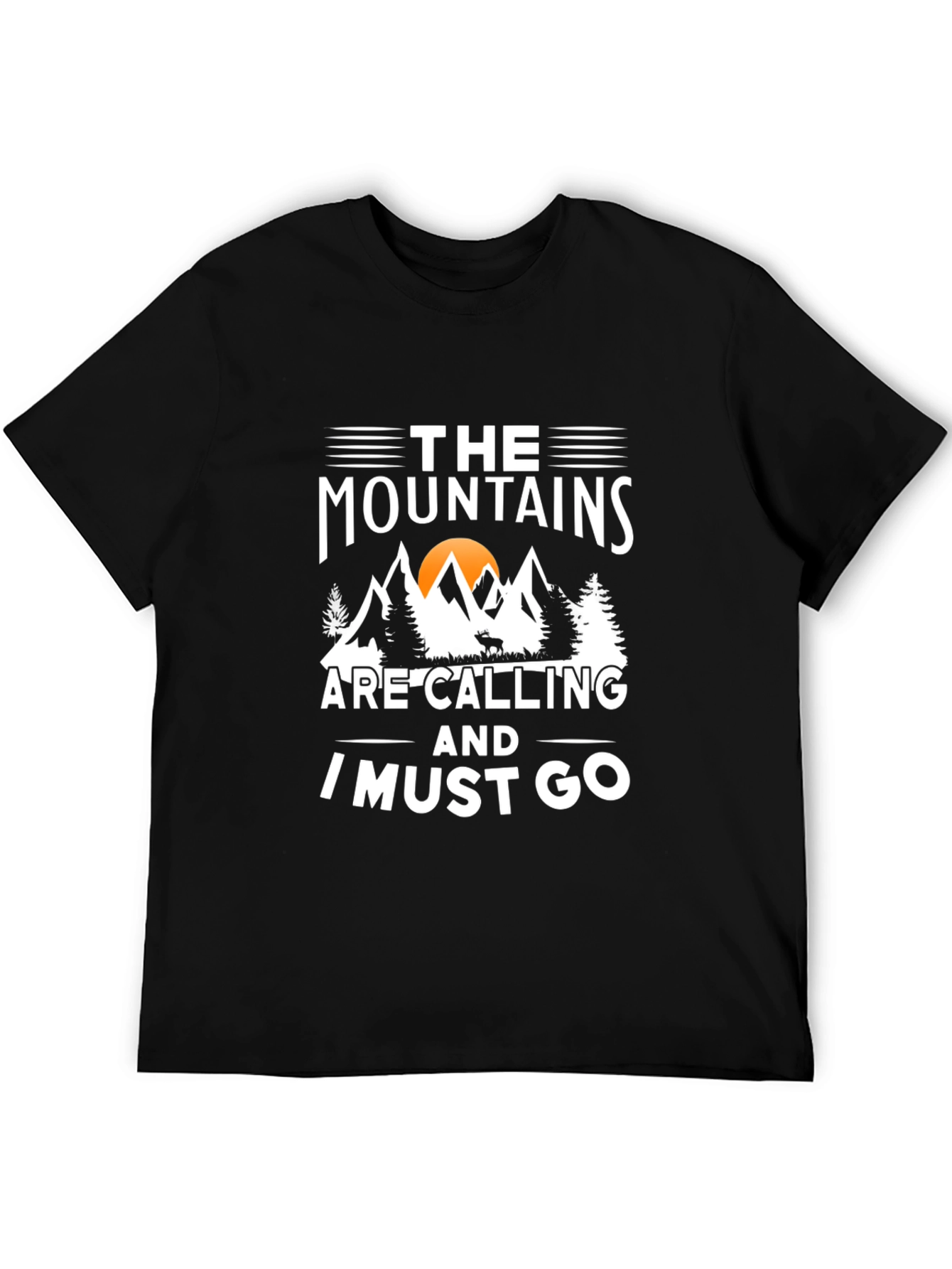 Mountains Are Calling Black Graphic Tee